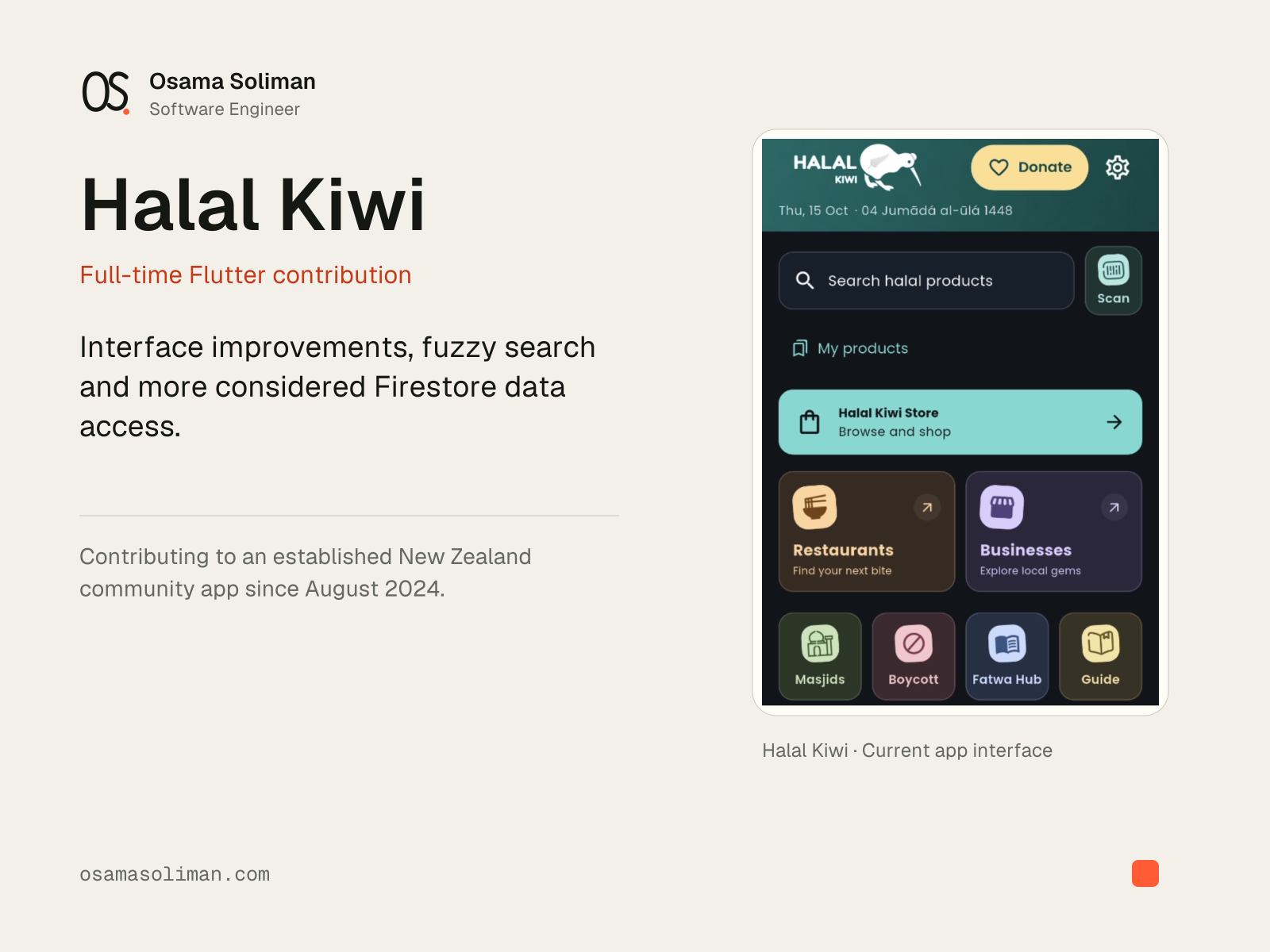 Halal Kiwi product presentation, light theme