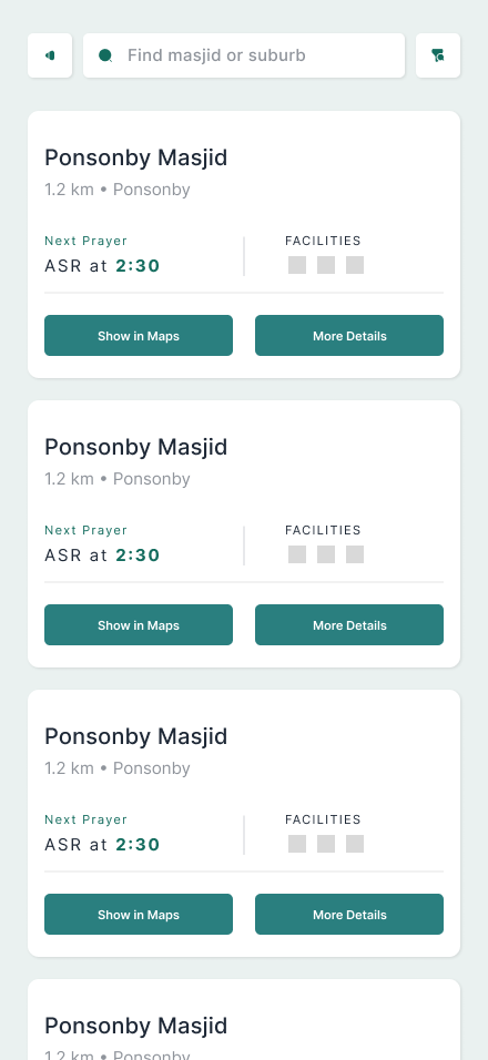 Masajidna mobile mosque search experience